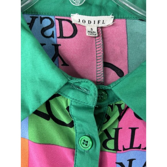 Jodifl Top Women's Small Colorful Artsy Designer 3/4 Sleeve Blouse Lightweight - Picture 8 of 9